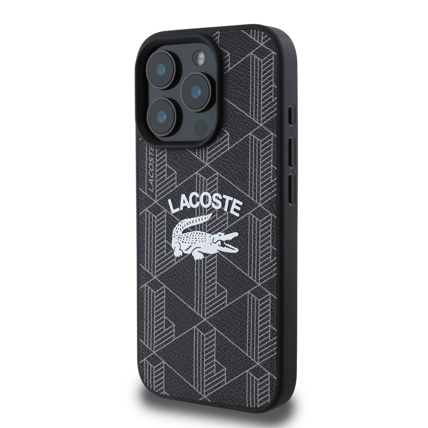 Apple iPhone 16 Pro Max Kılıf Lacoste Orjinal Lisanslı M-safe Şarj Özellikli Mono Vintage Logo Kapak Siyah