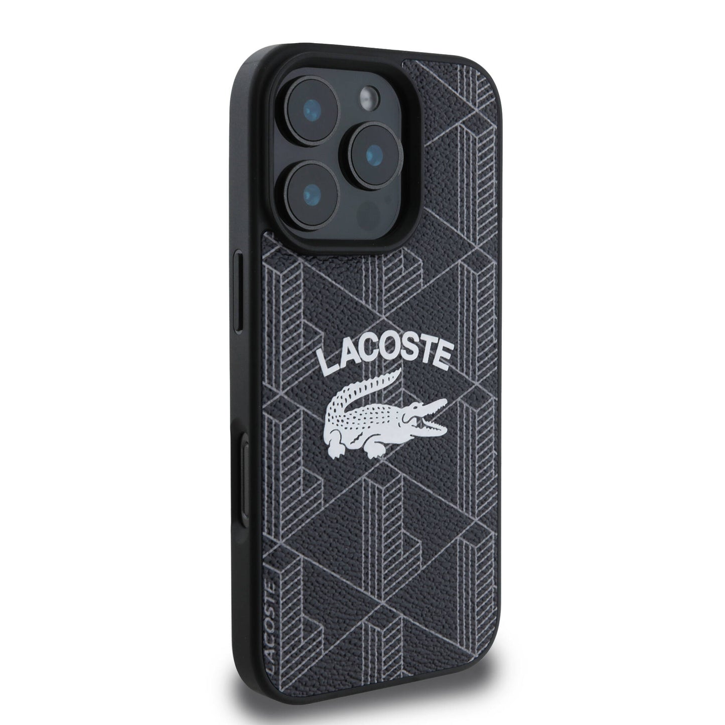 Apple iPhone 16 Pro Max Kılıf Lacoste Orjinal Lisanslı M-safe Şarj Özellikli Mono Vintage Logo Kapak Lacivert