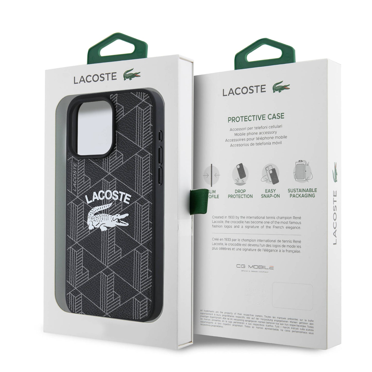 Apple iPhone 16 Pro Max Kılıf Lacoste Orjinal Lisanslı M-safe Şarj Özellikli Mono Vintage Logo Kapak Siyah