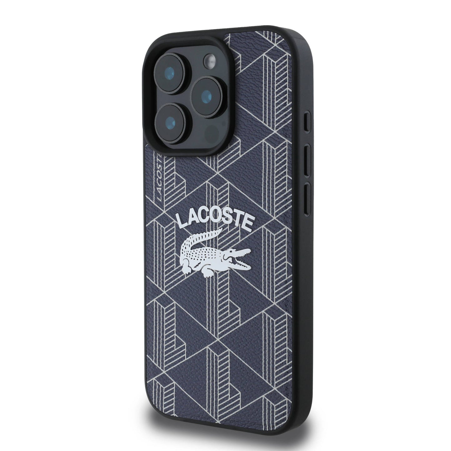 Apple iPhone 16 Pro Max Kılıf Lacoste Orjinal Lisanslı M-safe Şarj Özellikli Mono Vintage Logo Kapak Lacivert