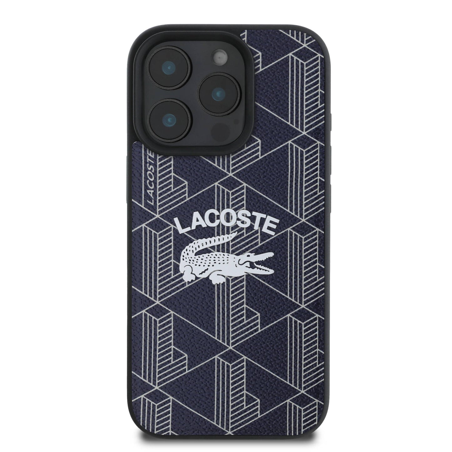 Apple iPhone 16 Pro Max Kılıf Lacoste Orjinal Lisanslı M-safe Şarj Özellikli Mono Vintage Logo Kapak Lacivert