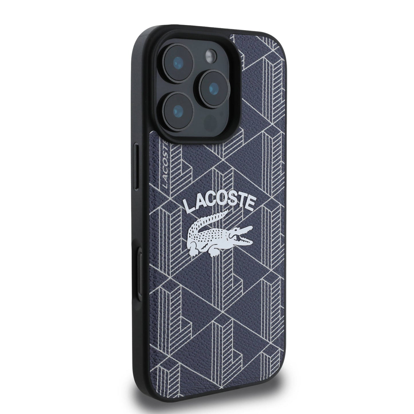 Apple iPhone 16 Pro Max Kılıf Lacoste Orjinal Lisanslı M-safe Şarj Özellikli Mono Vintage Logo Kapak Lacivert