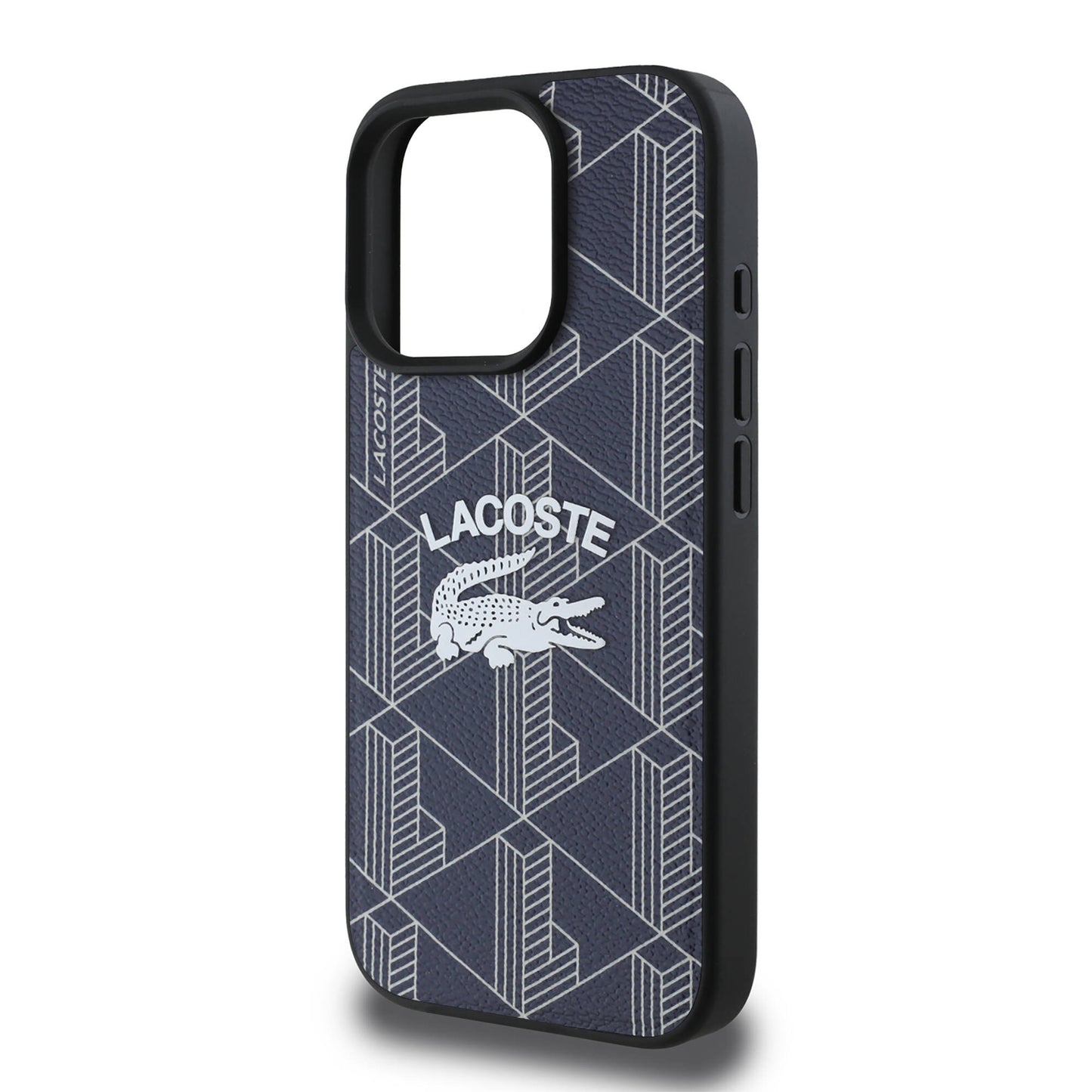 Apple iPhone 16 Pro Max Kılıf Lacoste Orjinal Lisanslı M-safe Şarj Özellikli Mono Vintage Logo Kapak Lacivert
