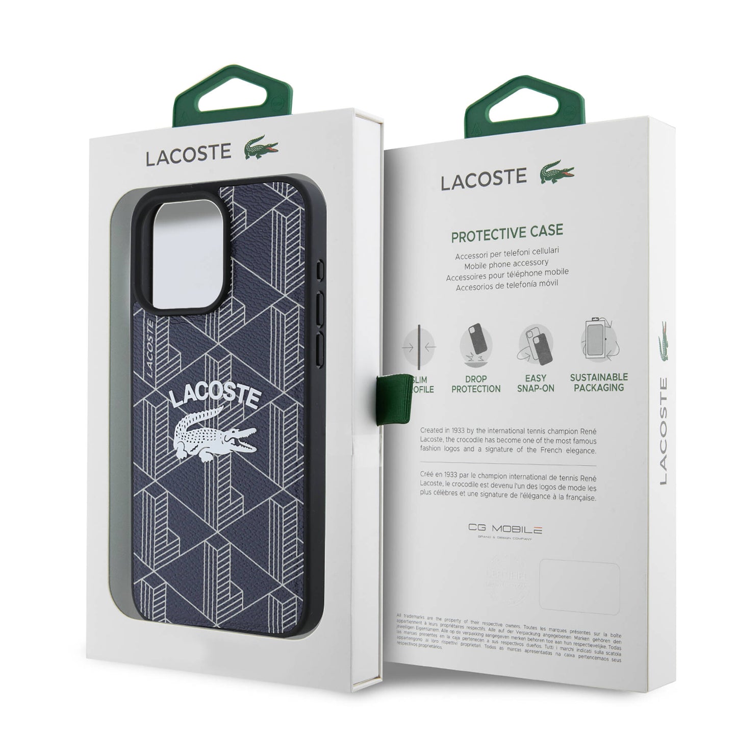 Apple iPhone 16 Pro Max Kılıf Lacoste Orjinal Lisanslı M-safe Şarj Özellikli Mono Vintage Logo Kapak Lacivert