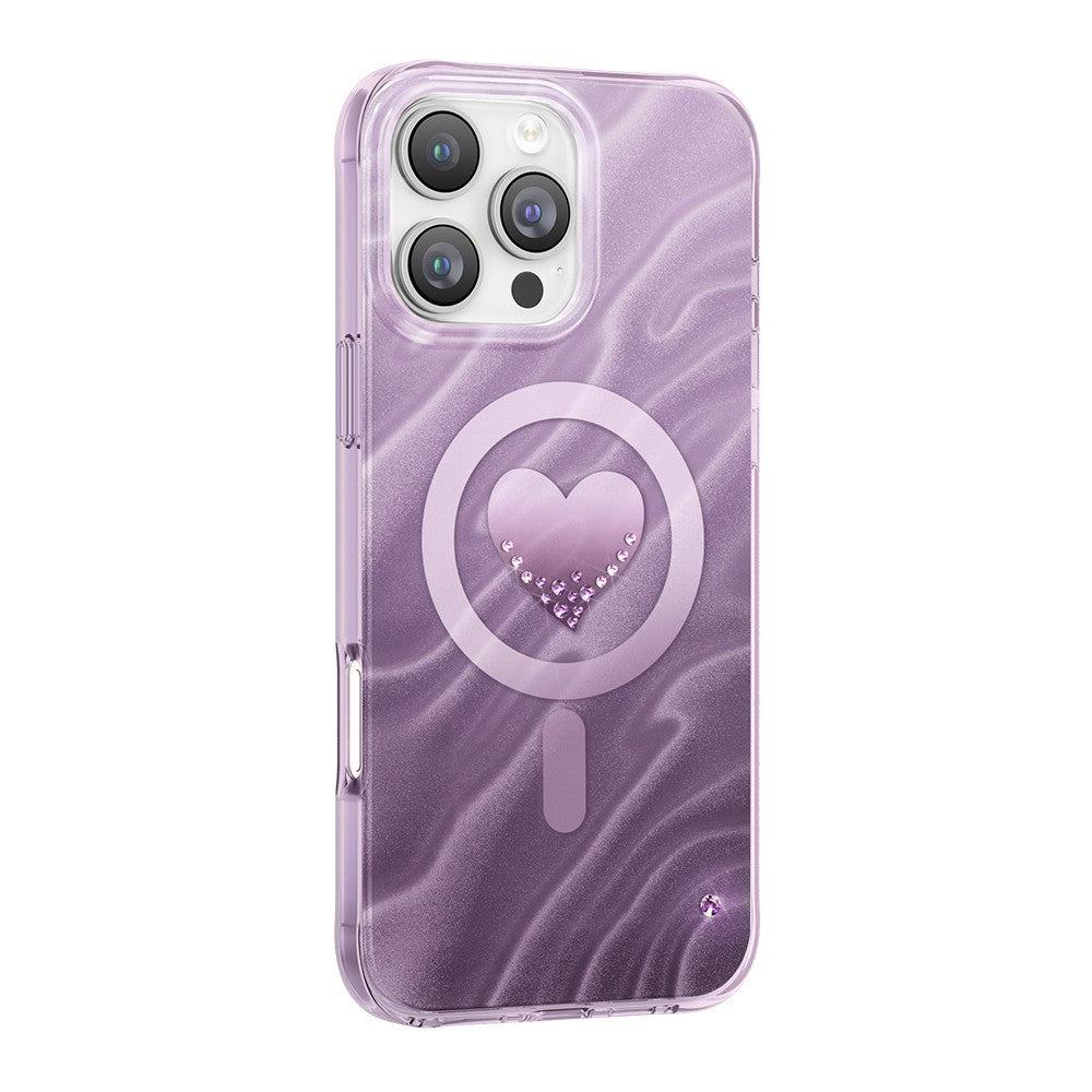 Apple iPhone 16 Pro Max Kılıf M-Safe Şarj Özellikli Orjinal Swarovski Taşlı Zore Paris Rovix Sert PC Kapak