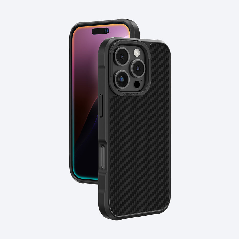 Apple iPhone 16 Pro Max Kılıf M-safe Şarj Özellikli 1500D Aramid Fiber Amazingthing Titan Max Serisi Kapak Siyah