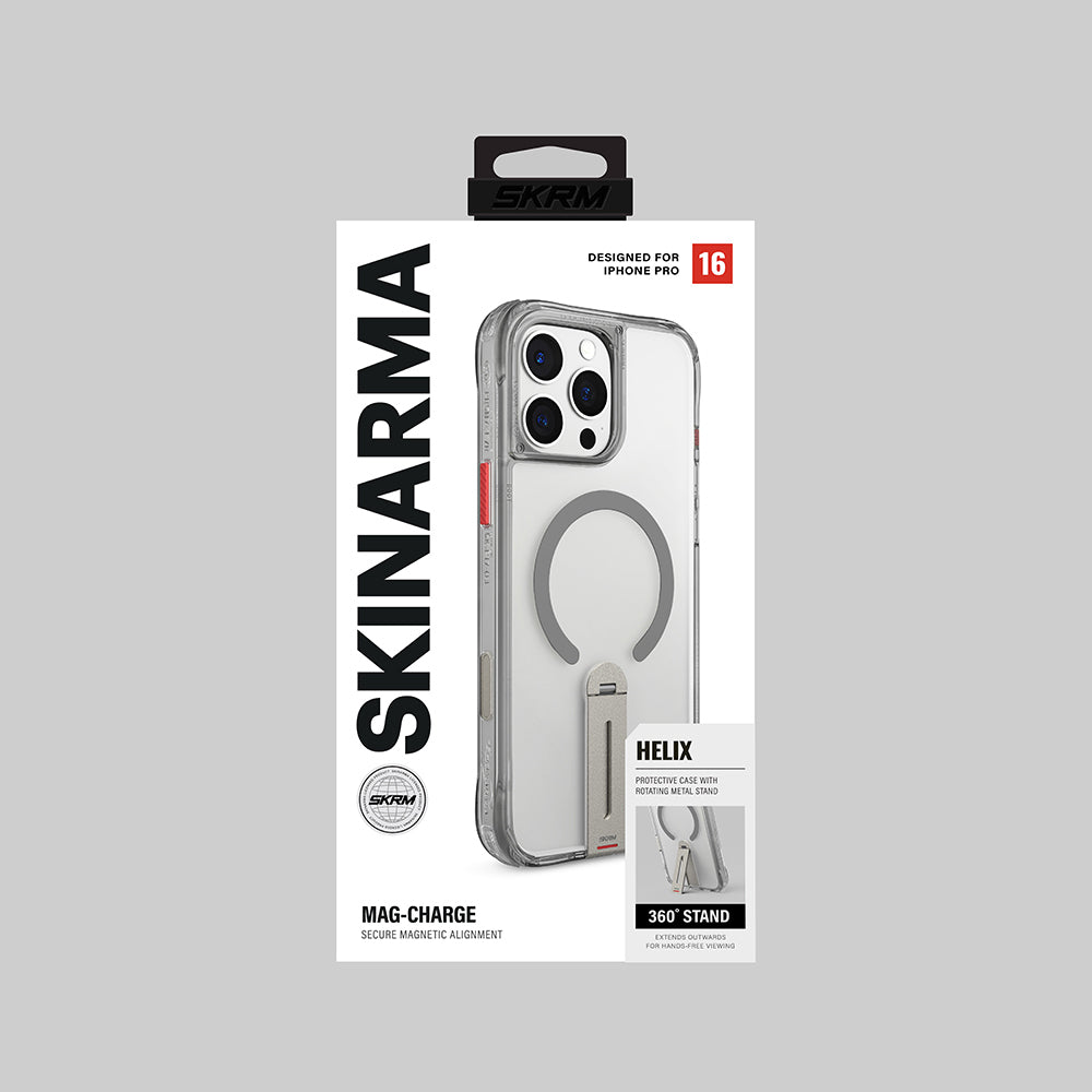 Apple iPhone 16 Pro Max Kılıf M-safe Şarj Özellikli 360 Derece Dönebilen Standlı Skinarma Helix Kapak Titanyum