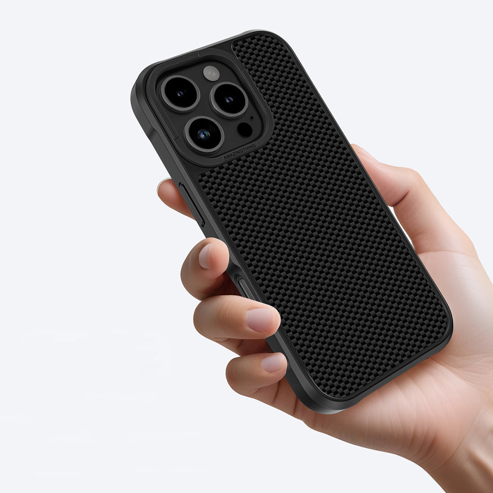 Apple iPhone 16 Pro Max Kılıf M-safe Şarj Özellikli 600D Aramid Fiber Amazingthing Titan Max Serisi Kapak Siyah
