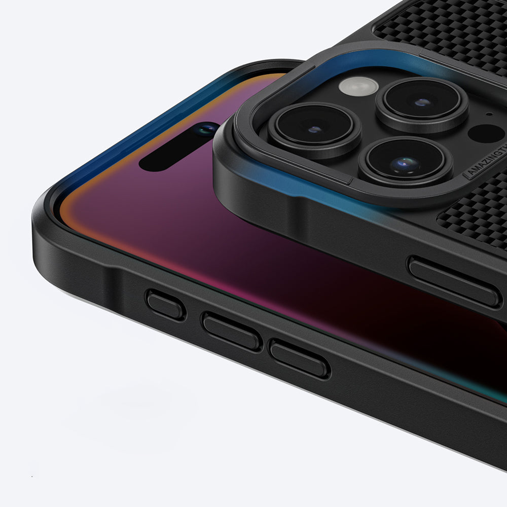 Apple iPhone 16 Pro Max Kılıf M-safe Şarj Özellikli 600D Aramid Fiber Amazingthing Titan Max Serisi Kapak Siyah