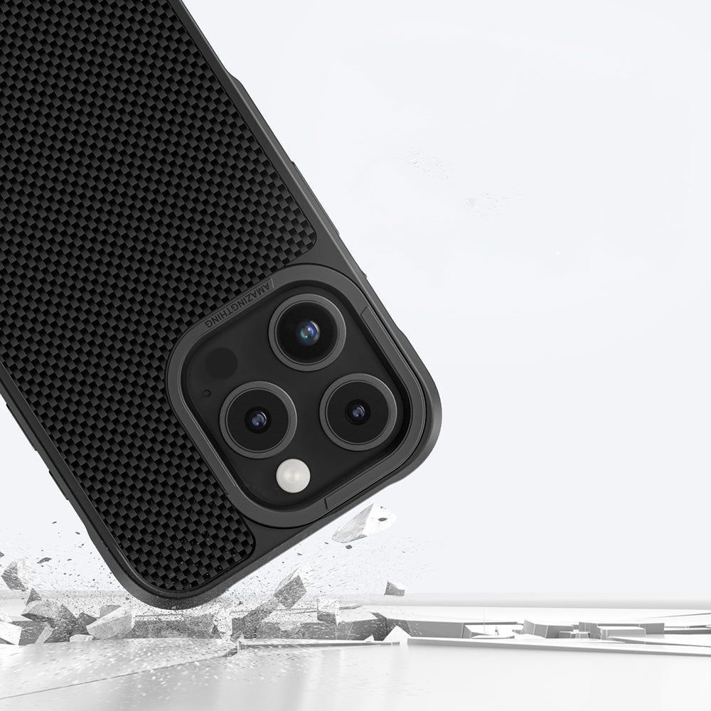 Apple iPhone 16 Pro Max Kılıf M-safe Şarj Özellikli 600D Aramid Fiber Amazingthing Titan Max Serisi Kapak Siyah