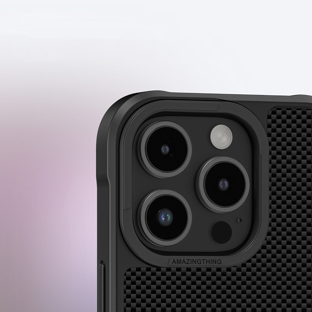 Apple iPhone 16 Pro Max Kılıf M-safe Şarj Özellikli 600D Aramid Fiber Amazingthing Titan Max Serisi Kapak Siyah