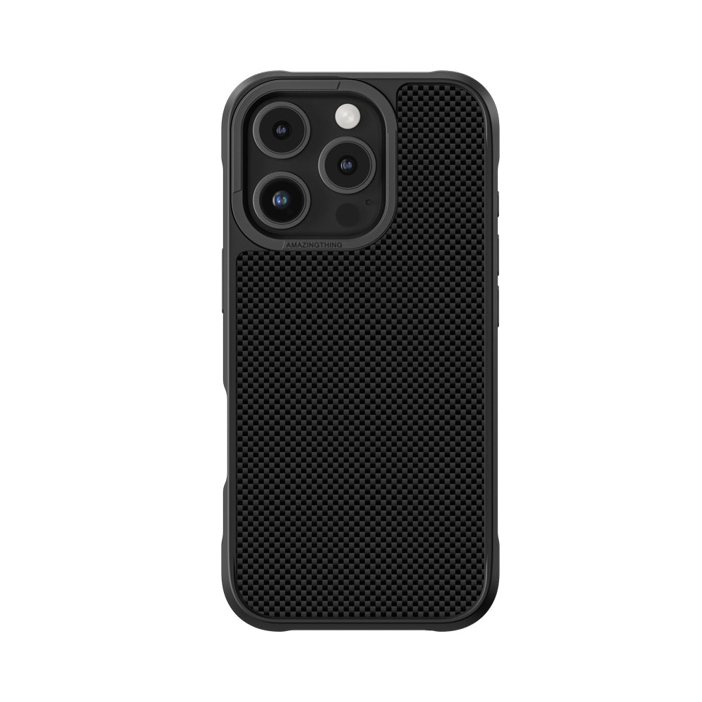 Apple iPhone 16 Pro Max Kılıf M-safe Şarj Özellikli 600D Aramid Fiber Amazingthing Titan Max Serisi Kapak Siyah