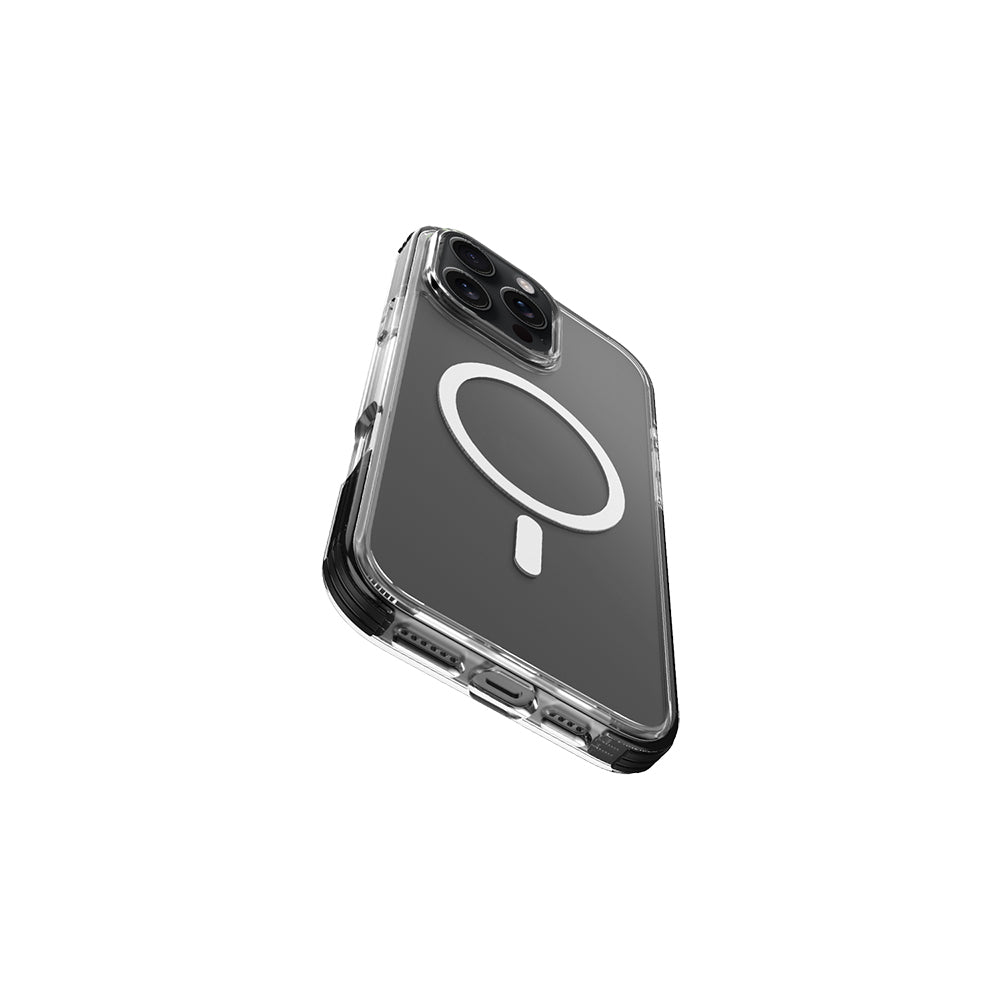 Apple iPhone 16 Pro Max Kılıf M-safe Şarj Özellikli Airbag Tasarımlı Raptic Clear Serisi Şeffaf Kapak Siyah