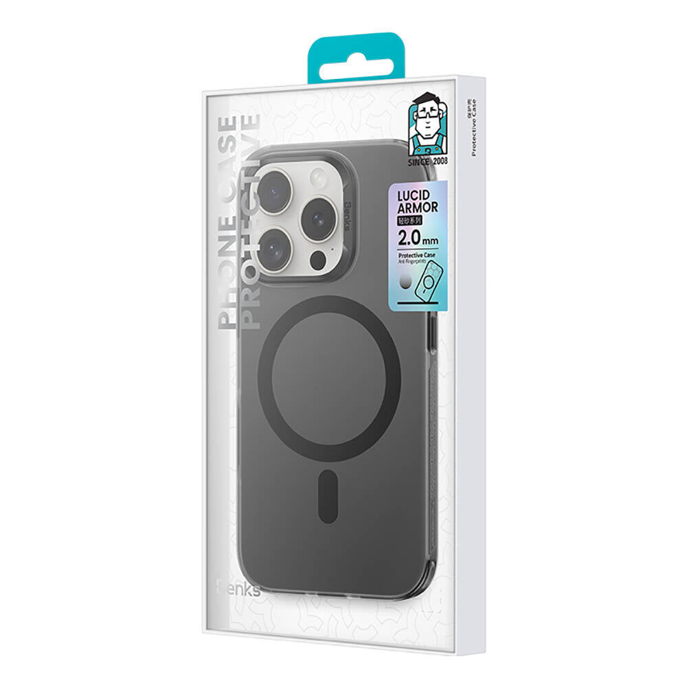 Apple iPhone 16 Pro Max Kılıf M-safe Şarj Özellikli Benks Lucid Armor Kapak Siyah