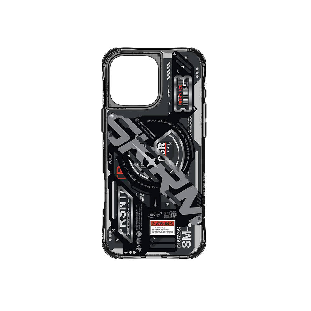 Apple iPhone 16 Pro Max Kılıf M-safe Şarj Özellikli Katmanlı Makine Temalı SkinArma Ekho Kapak Şeffaf