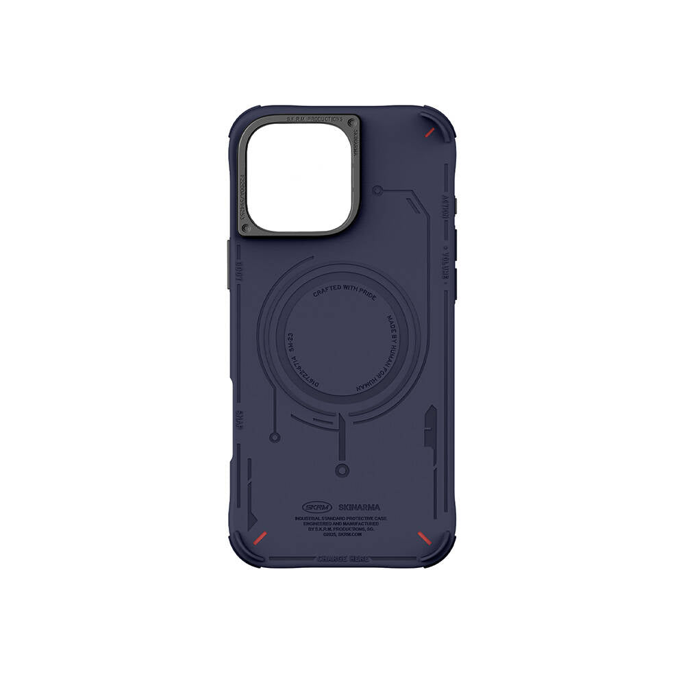 Apple iPhone 16 Pro Max Kılıf M-safe Şarj Özellikli Metal Kamera Çerçeveli Skinarma Mecha Serisi Kapak Siyah