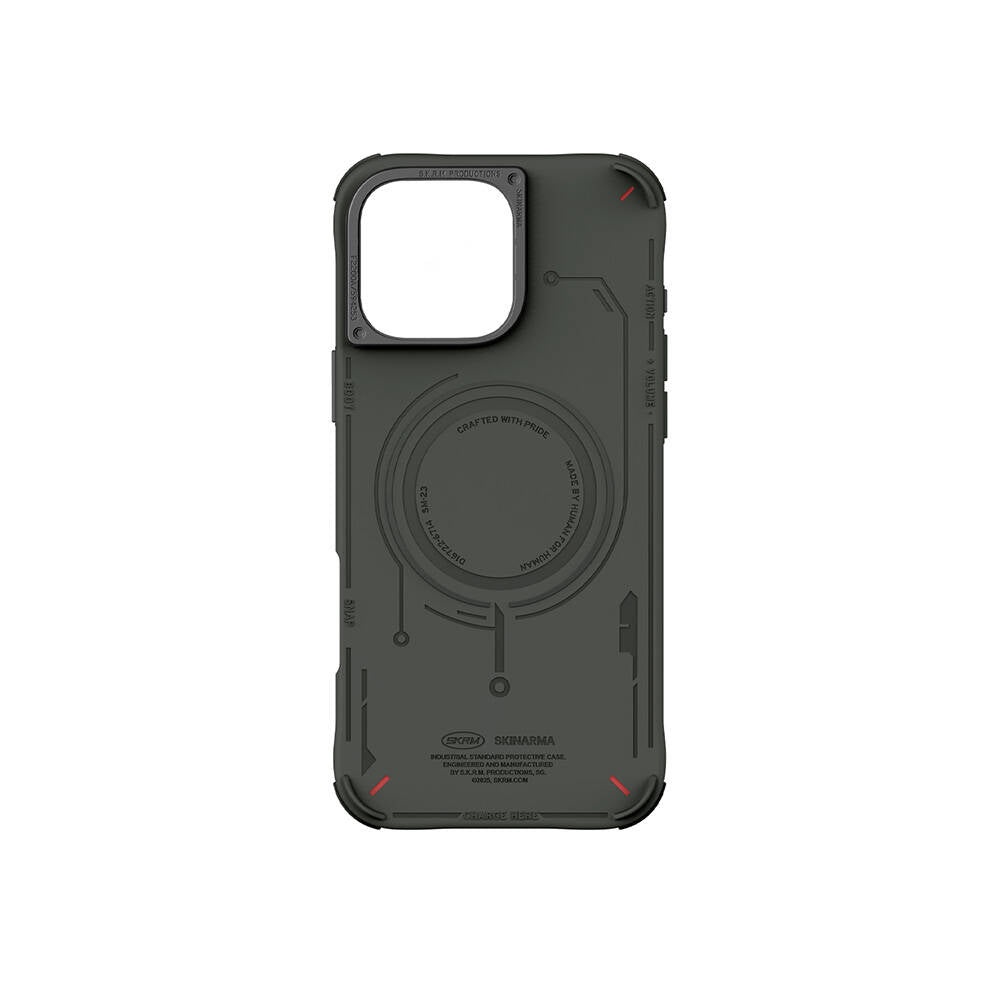 Apple iPhone 16 Pro Max Kılıf M-safe Şarj Özellikli Metal Kamera Çerçeveli Skinarma Mecha Serisi Kapak Siyah