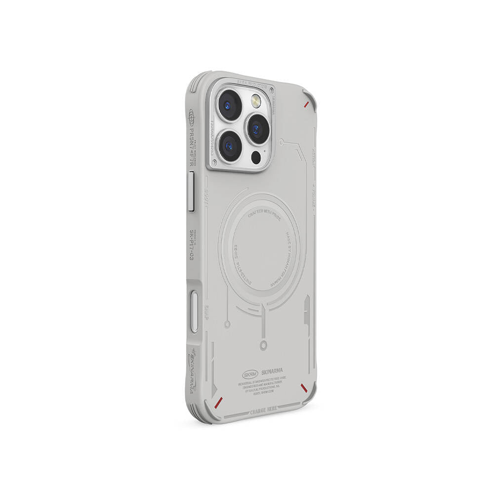 Apple iPhone 16 Pro Max Kılıf M-safe Şarj Özellikli Metal Kamera Çerçeveli Skinarma Mecha Serisi Kapak Siyah