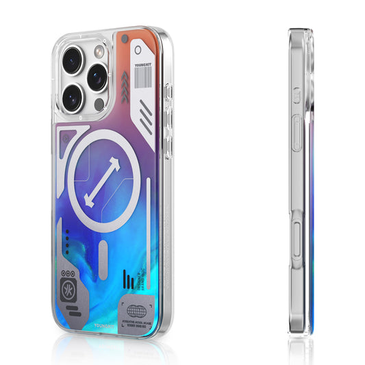 Apple iPhone 16 Pro Max Kılıf M-safe Şarj Özellikli Parlak Kumlu Sıvılı Tasarımlı Galaxy Fantasy Serisi Kapak