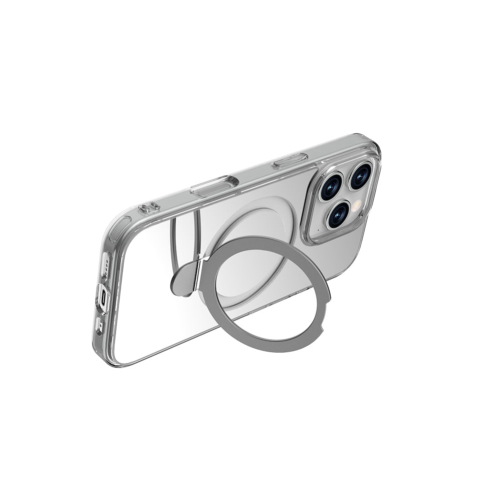 Apple iPhone 16 Pro Max Kılıf M-safe Şarj Özellikli Raptic Air Stand Serisi Aynalı Arka Yüzey Standlı Kapak Gri