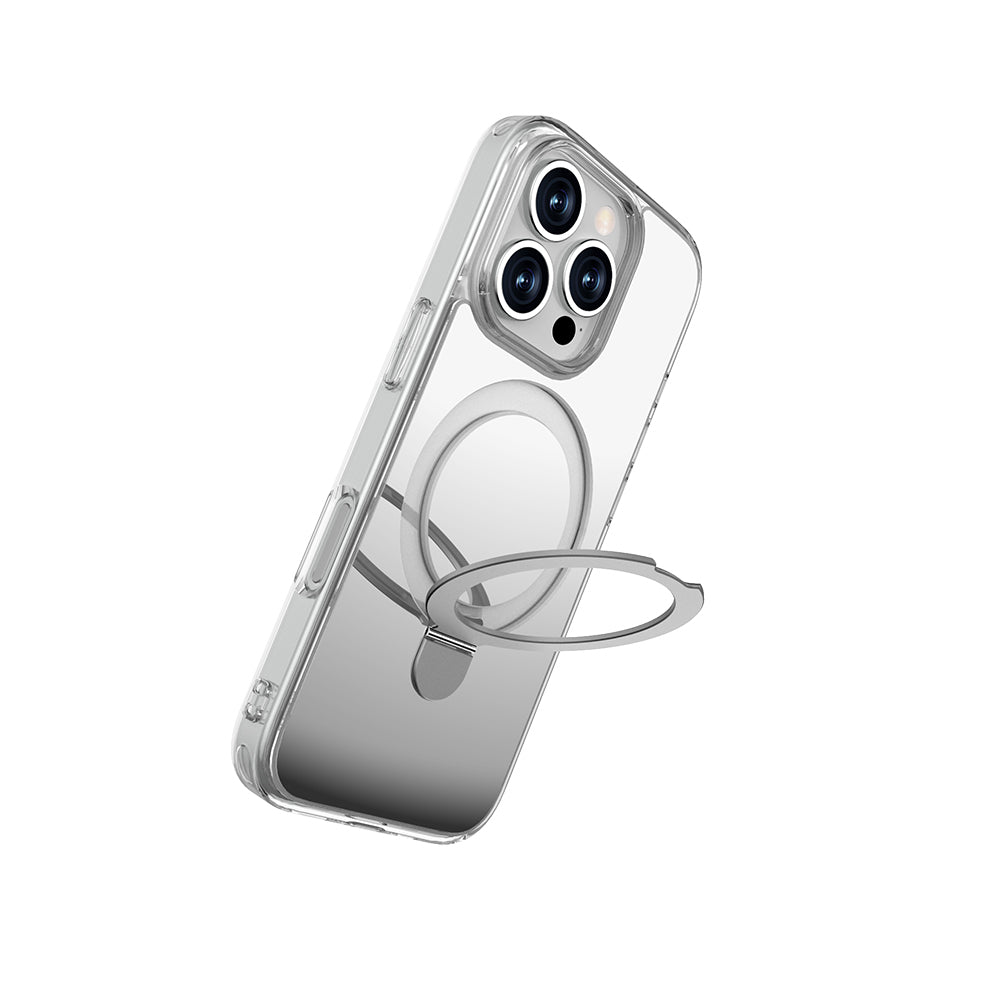 Apple iPhone 16 Pro Max Kılıf M-safe Şarj Özellikli Raptic Air Stand Serisi Aynalı Arka Yüzey Standlı Kapak Gri
