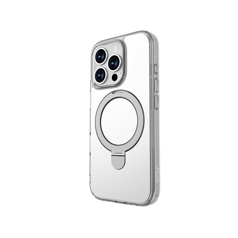Apple iPhone 16 Pro Max Kılıf M-safe Şarj Özellikli Raptic Air Stand Serisi Aynalı Arka Yüzey Standlı Kapak Gri
