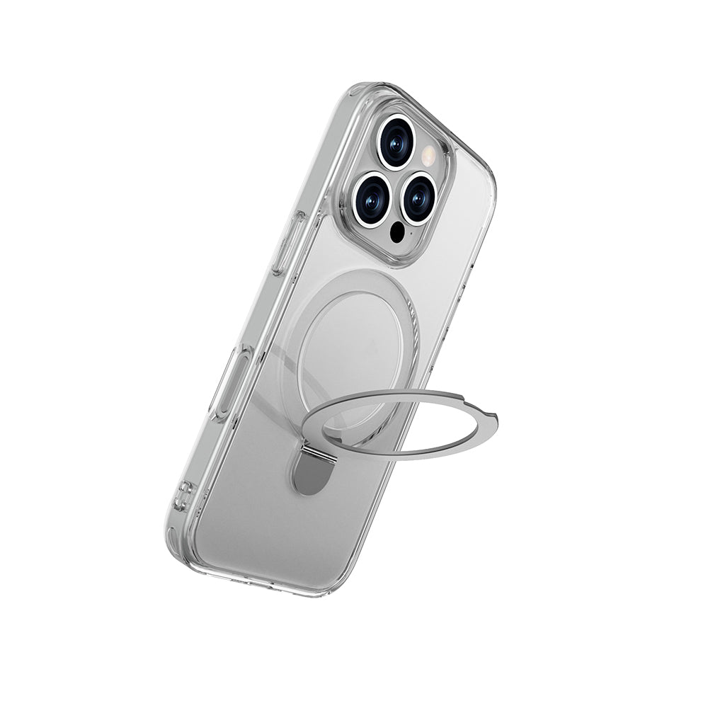 Apple iPhone 16 Pro Max Kılıf M-safe Şarj Özellikli Raptic Air Stand Serisi Buzlu Transparan Tasarımlı Standlı Kapak Şeffaf