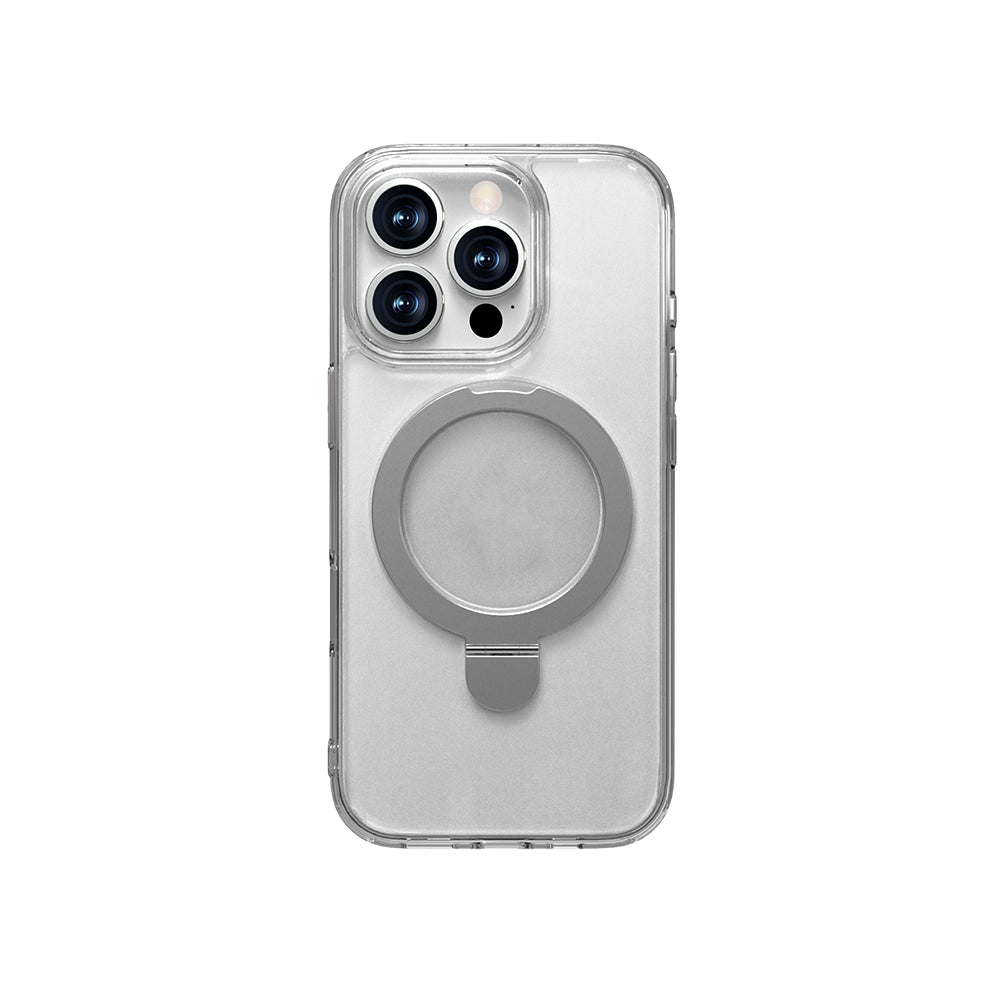 Apple iPhone 16 Pro Max Kılıf M-safe Şarj Özellikli Raptic Air Stand Serisi Buzlu Transparan Tasarımlı Standlı Kapak Şeffaf