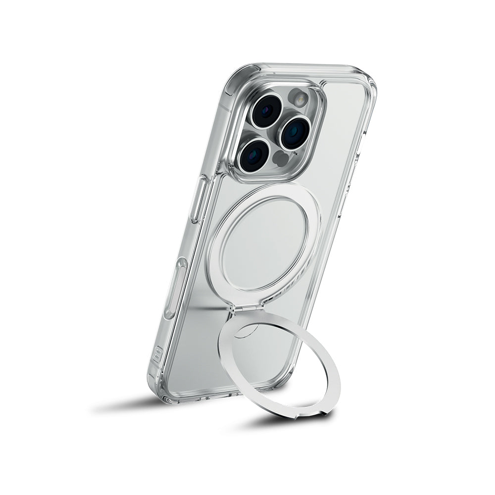 Apple iPhone 16 Pro Max Kılıf M-safe Şarj Özellikli Raptic Air Stand Serisi Buzlu Transparan Tasarımlı Standlı Kapak Şeffaf