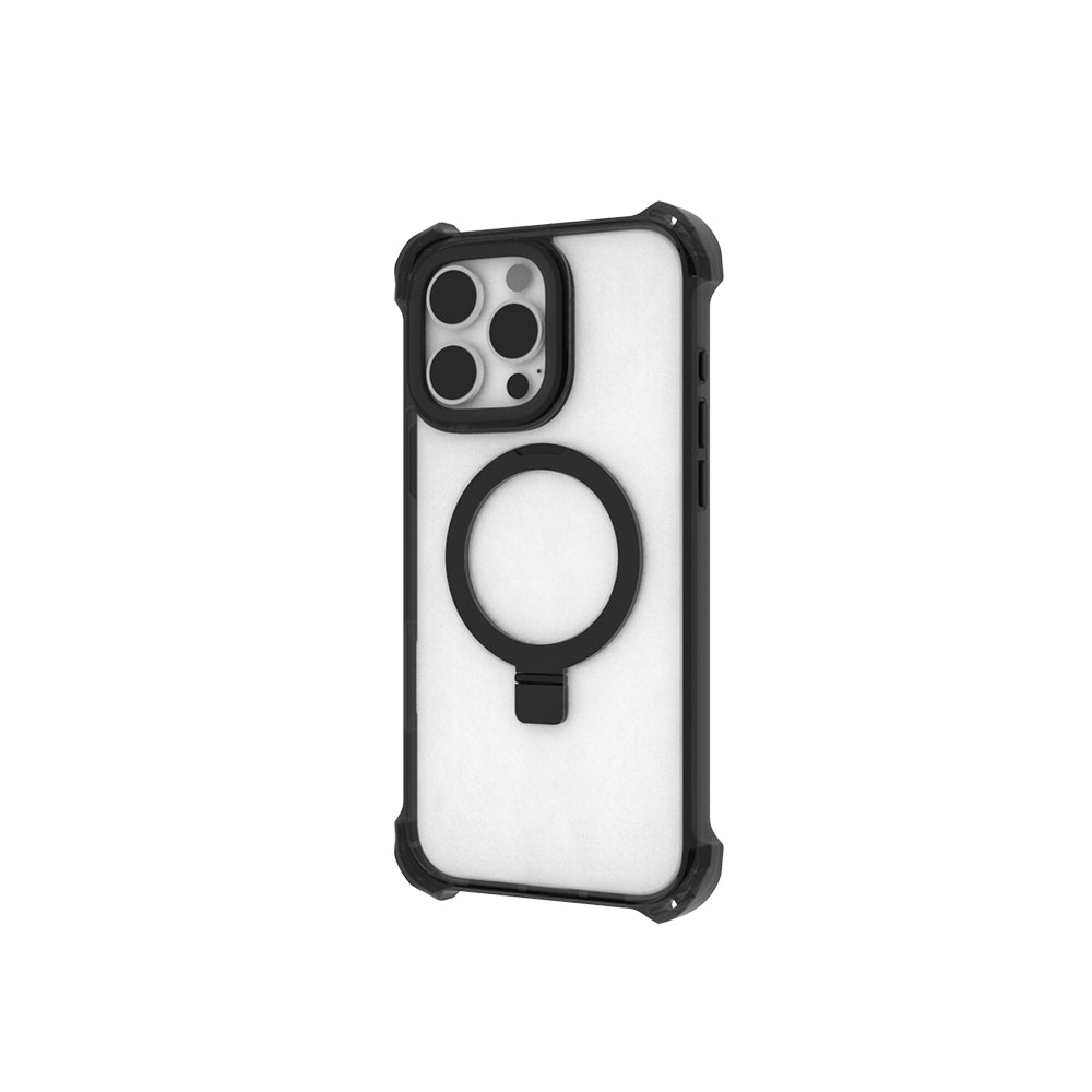 Apple iPhone 16 Pro Max Kılıf M-safe Şarj Özellikli Raptic Dual Serisi Şeffaf Standlı Kapak Siyah