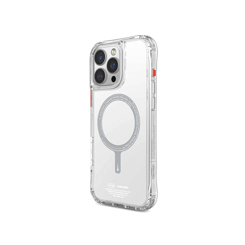 Apple iPhone 16 Pro Max Kılıf M-safe Şarj Özellikli Şeffaf Airbag Tasarımlı Skinarma Saido Kapak Siyah