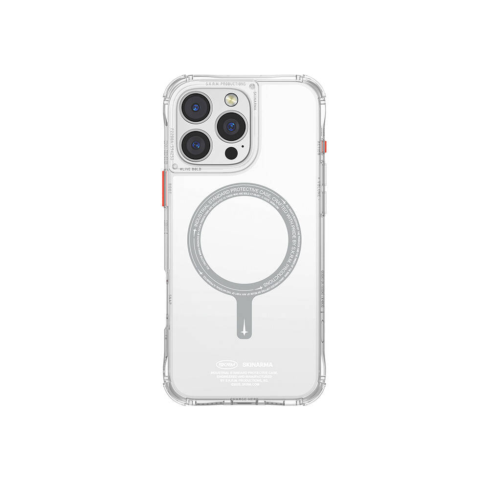 Apple iPhone 16 Pro Max Kılıf M-safe Şarj Özellikli Şeffaf Airbag Tasarımlı Skinarma Saido Kapak Şeffaf