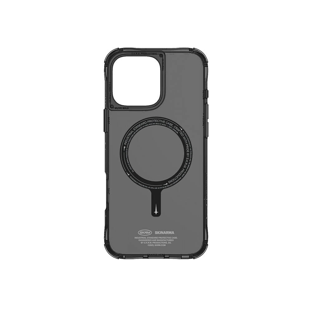 Apple iPhone 16 Pro Max Kılıf M-safe Şarj Özellikli Şeffaf Airbag Tasarımlı Skinarma Saido Kapak Siyah