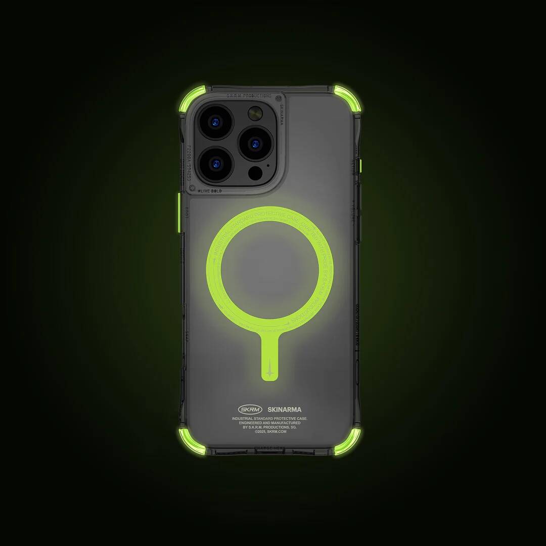 Apple iPhone 16 Pro Max Kılıf M-safe Şarj Özellikli Şeffaf Airbag Tasarımlı Skinarma Saido Nightglow Kapak Şeffaf