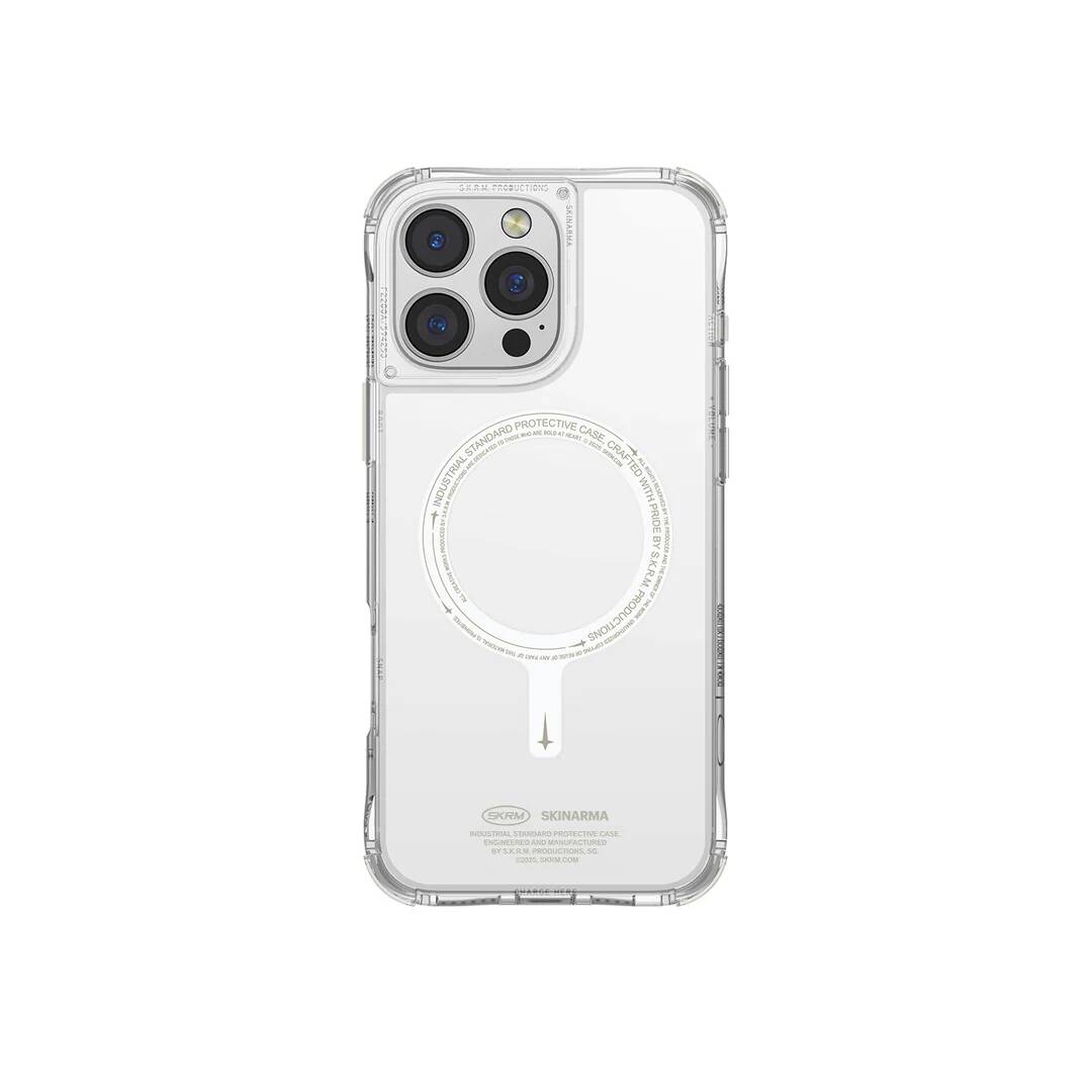 Apple iPhone 16 Pro Max Kılıf M-safe Şarj Özellikli Şeffaf Airbag Tasarımlı Skinarma Saido Nightglow Kapak Şeffaf