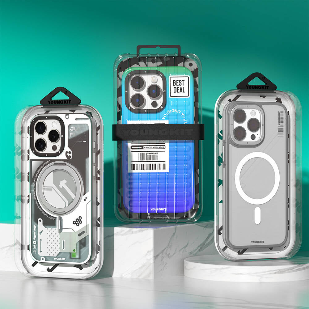 Apple iPhone 16 Pro Max Kılıf M-safe Şarj Özellikli Şeffaf Youngkit Crystal Shield Serisi Kapak Siyah