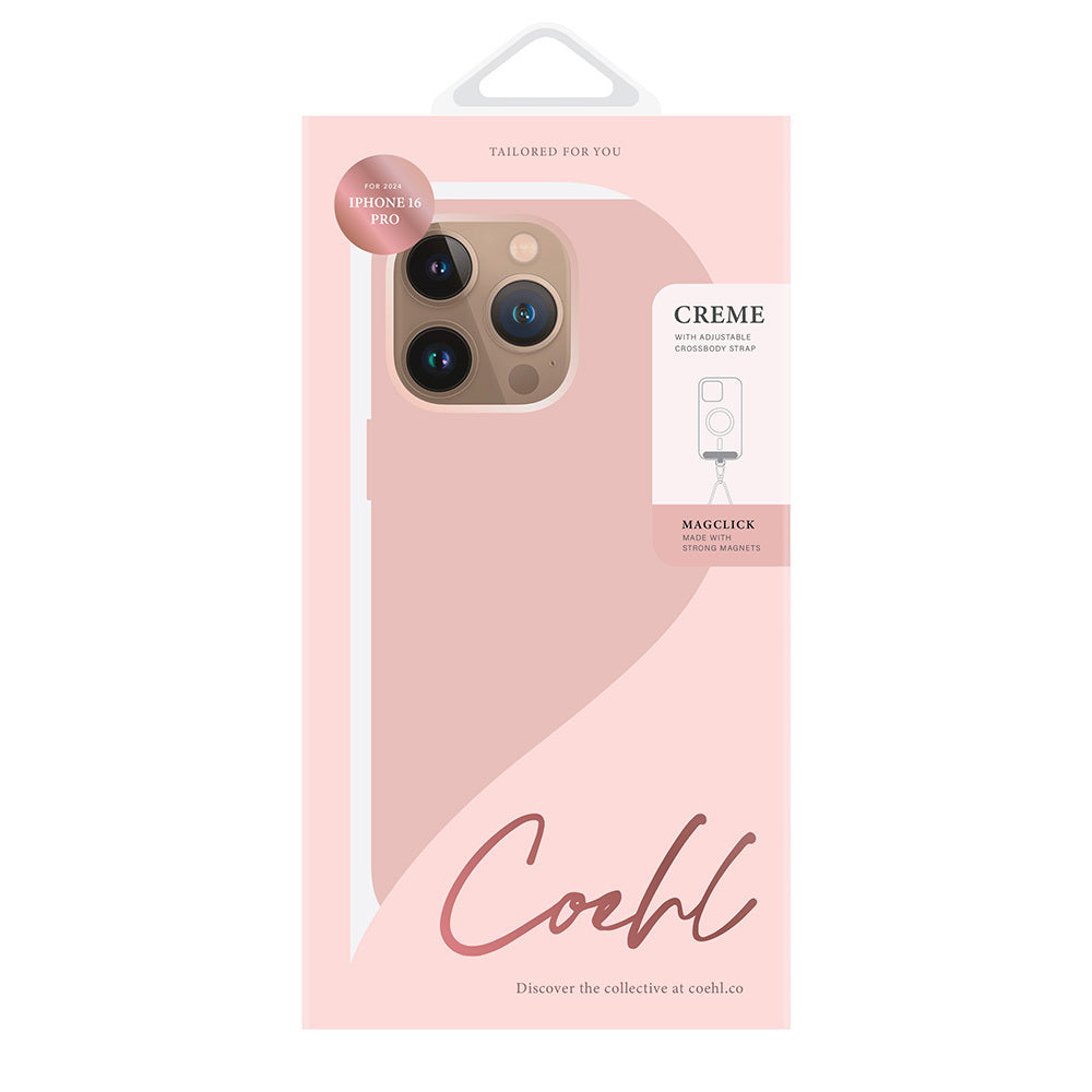 Apple iPhone 16 Pro Max Kılıf M-safe Şarj Özellikli Soft Arka Yüzey Askı İpli Coehl Creme Kapak Gri