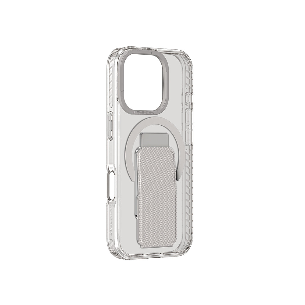 Apple iPhone 16 Pro Max Kılıf M-safe Şarj Özellikli Standlı Amazingthing Titan Pro Plus Kapak Gri
