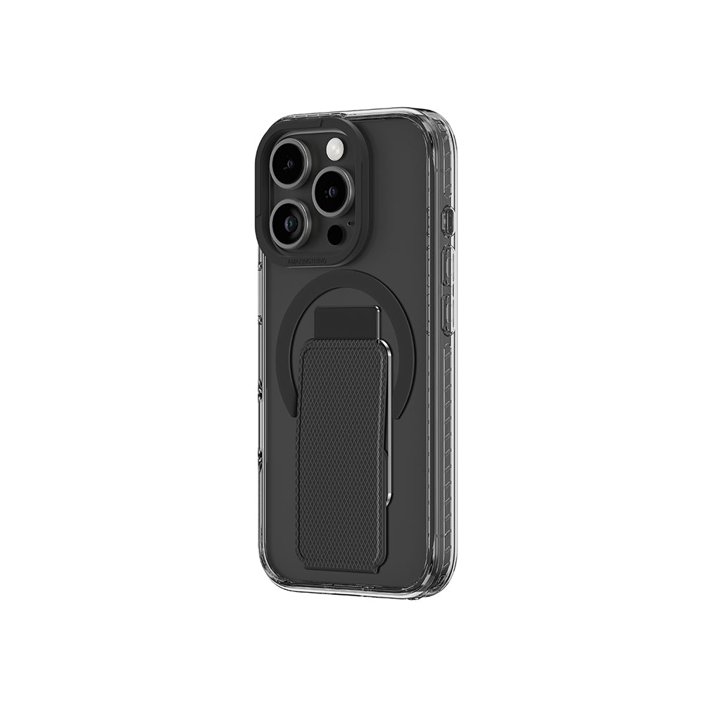 Apple iPhone 16 Pro Max Kılıf M-safe Şarj Özellikli Standlı Amazingthing Titan Pro Plus Kapak Gri