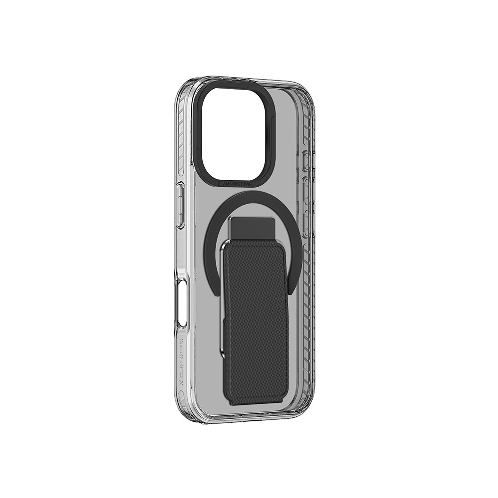 Apple iPhone 16 Pro Max Kılıf M-safe Şarj Özellikli Standlı Amazingthing Titan Pro Plus Kapak Gri