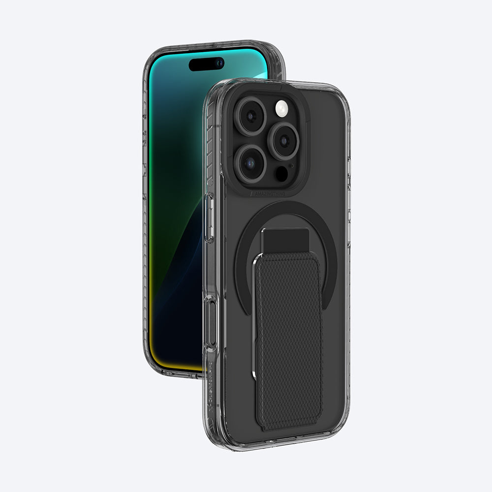 Apple iPhone 16 Pro Max Kılıf M-safe Şarj Özellikli Standlı Amazingthing Titan Pro Plus Kapak Gri