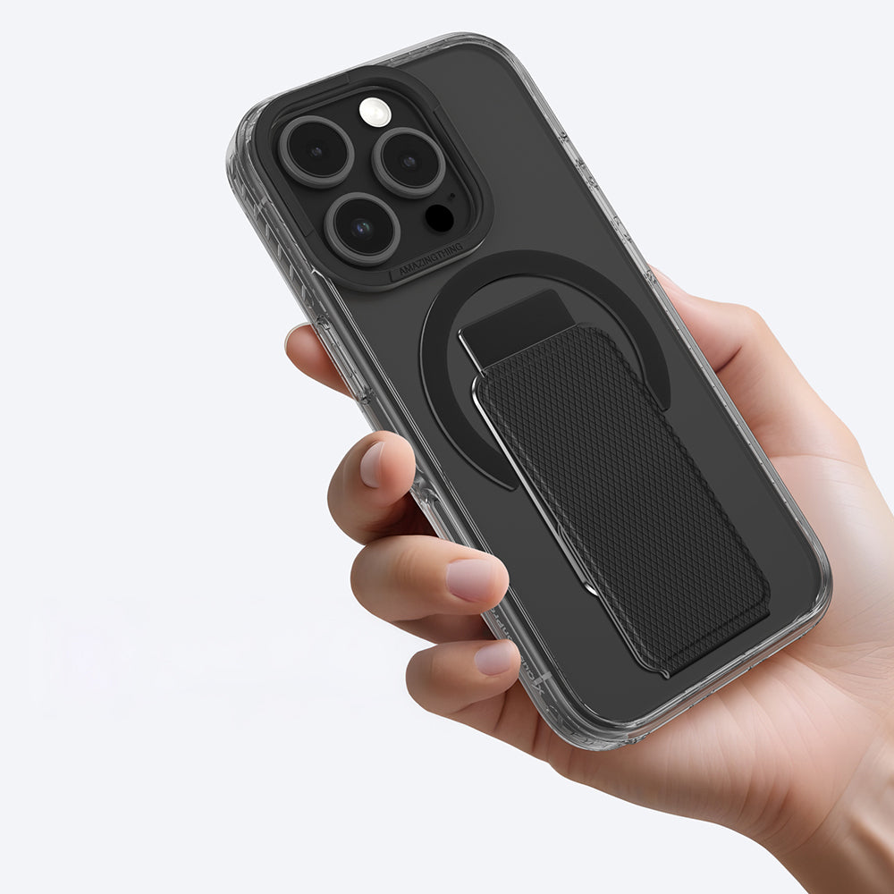 Apple iPhone 16 Pro Max Kılıf M-safe Şarj Özellikli Standlı Amazingthing Titan Pro Plus Kapak Gri