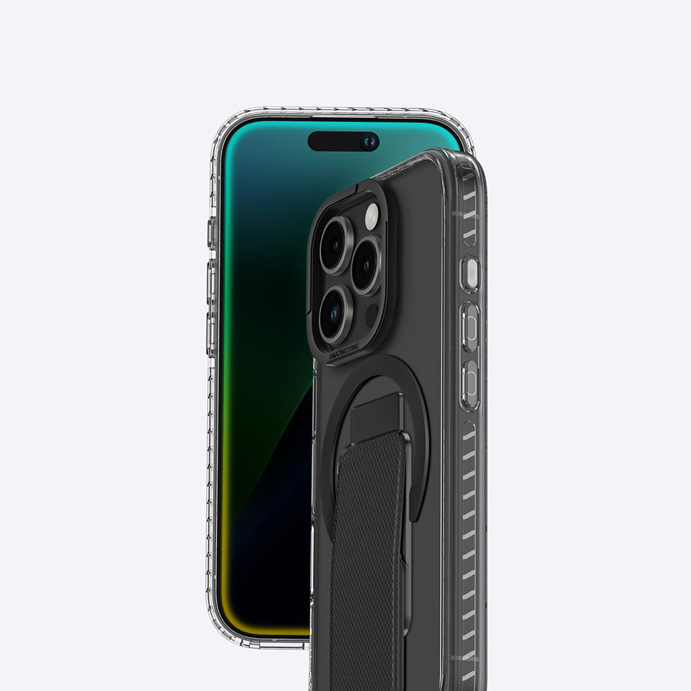 Apple iPhone 16 Pro Max Kılıf M-safe Şarj Özellikli Standlı Amazingthing Titan Pro Plus Kapak Siyah