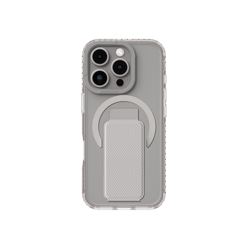 Apple iPhone 16 Pro Max Kılıf M-safe Şarj Özellikli Standlı Amazingthing Titan Pro Plus Kapak Gri