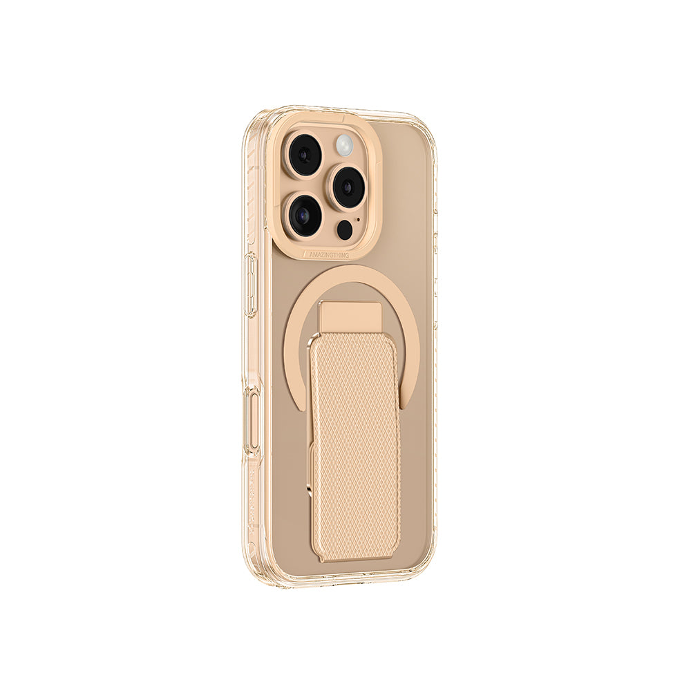 Apple iPhone 16 Pro Max Kılıf M-safe Şarj Özellikli Standlı Amazingthing Titan Pro Plus Kapak Gri