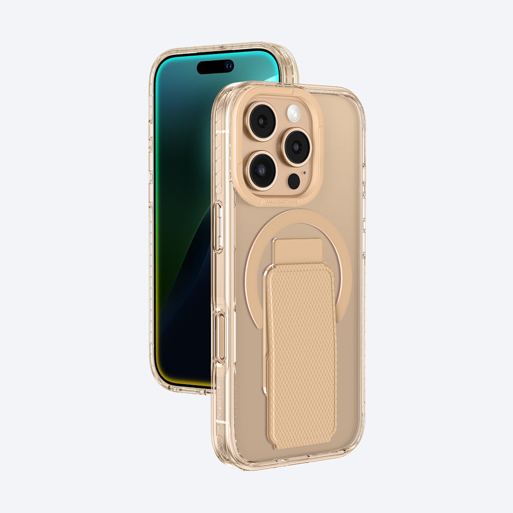Apple iPhone 16 Pro Max Kılıf M-safe Şarj Özellikli Standlı Amazingthing Titan Pro Plus Kapak Gri
