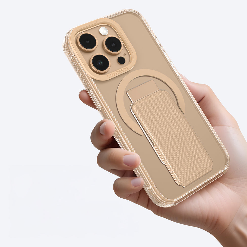 Apple iPhone 16 Pro Max Kılıf M-safe Şarj Özellikli Standlı Amazingthing Titan Pro Plus Kapak Gri