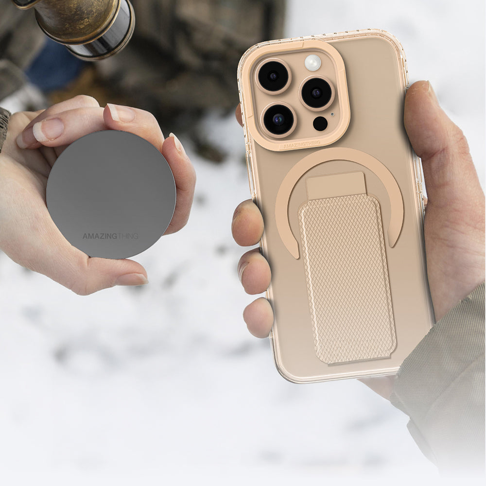 Apple iPhone 16 Pro Max Kılıf M-safe Şarj Özellikli Standlı Amazingthing Titan Pro Plus Kapak Rose Gold