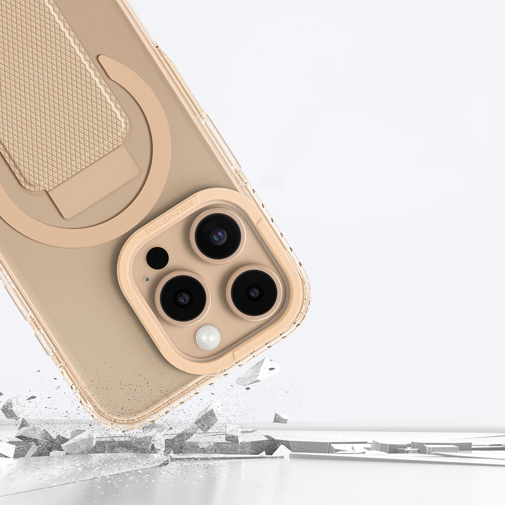 Apple iPhone 16 Pro Max Kılıf M-safe Şarj Özellikli Standlı Amazingthing Titan Pro Plus Kapak Rose Gold