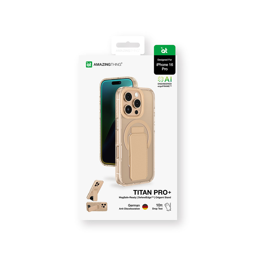 Apple iPhone 16 Pro Max Kılıf M-safe Şarj Özellikli Standlı Amazingthing Titan Pro Plus Kapak Gri